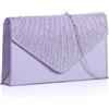 NiCoLa Pochette da donna in raso nero, pochette da sera, pochette da donna, pochette con tracolla staccabile per matrimoni, feste di ballo, Lilla