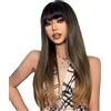 Maeau - Parrucca Capelli Veri Parrucca Donna Corta Parrucca Marrone Cosplay Lunga Parrucca Capelli Lisci Parrucca Ombre per Feste Quotidiano