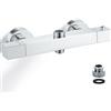 Bevankly Bevanckly Rubinetto doccia termostatico, in ottone 2 uscite cromate alto 3/4 BSP (26,4 mm) + basso 1/2 BSP (21 mm)