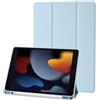 Palkitsee Custodia Cover Compatibile con iPad 9 8 7 Generazione (10.2 Pollici, 2021/2020/2019), Supporta la Carica di Pencil 2nd Gen, Auto Sveglia/Sonno (Azzurro)