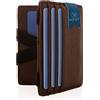 WEST Magic Wallet Portafoglio con Portamonete e Protezione RFID Nero-Marrone | Portafoglio compatto con bande elastiche resistenti per carte e banconote; confezione regalo inclusa.