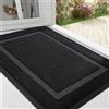 Homaxy Zerbino per interni ed esterni, in gomma resistente, antiscivolo, facile da pulire, cattura lo sporco, assorbe l'acqua, per cucina, porta di casa, ingresso e giardino, 43 x 76 cm, nero