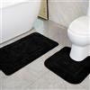 SOANNY Set 2 Tappeti da Bagno in Microfibra Morbida - Antiscivolo e Assorbente, 53x86 cm + 50x50 cm, Nero
