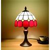Tokira Vintage Tiffany Lampada Da Tavolo Rosso 8 Pollici, Mediterraneo Stile Vetro Colorato Paralume, Lampada Da Scrivania Tonalità Stile Semplice [Escluse le Lampadine]