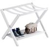 vovala Portapacchi, portavaligie pieghevole con ripiano, portabagagli in bambù premium per camera degli ospiti, camera da letto, hotel, armadio, può contenere fino a 61 kg (Bianco)