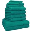Betz Set di 10 asciugamani Premium 100% cotone 2 teli doccia 4 asciugamani 2 asciugamani ospiti 2 guanti da bagno colore verde smeraldo