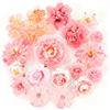 MWOOT 17 Pezzi Teste di Fiori Artificiali, Fiori Finti per Decorazioni, Capolini Finti Misti, Rose Peonia Ninfea Finte per Fai da te Corona Torta Bouquet Da Sposa Matrimonio Festa Casa Giardino(Rosa)