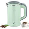 Towwoo Bollitore Piccolo 800 ml, 600W Bollitore Elettrico da Viaggio, Mini Bollitore Silenzioso in Acciaio Inossidabile Ebollizione Rapida, Bollitore Portatile da Campeggio per tè caffè Latte (Verde)