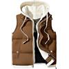 Ruamilyy Gilet trapuntato da uomo con cappuccio rimovibile, leggero, invernale, per attività all'aperto, senza maniche, giacca sportiva per le mezze stagioni, con cappuccio, marrone, L