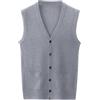 Generic Gilet da uomo e invernale con fibbia e scollo a V, colore puro, lana, camicia senza colletto, tipo di corpo combinato, gilet senza cappuccio maglione rosso da uomo, grigio chiaro., XXXL