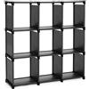 SONGMICS Armadietto Modulare a 9 Cubi, Scaffale Portaoggetti, Libreria per Decorazioni, Cornici per Foto, Organizzatore per Studio, Ufficio, Soggiorno, Nero LSN45BK