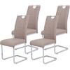 Hela Tische, Ruby - Set di 4 sedie flessibili, sedia da cucina, similpelle marrone cappuccino, maniglia integrata, struttura in metallo e maniglia cromata, portata 140 kg