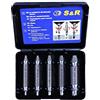 S&R Set 5 Estrattori per viti e bulloni danneggiati professionali (5pz) S&R a doppia punta in HRS 62-63, HSS 4341