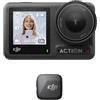 DJI Osmo Action 4 + Trasmettitore Mic Mini (Nero infinity), action cam, microfono senza fili, audio di alta qualità, OsmoAudio, cancellazione attiva del rumore, regolazione automatica