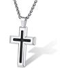 Supcare Collana Croce Uomo Acciaio Con Ciondolo, Gocce d'Olio Crocifisso Argento