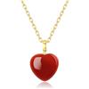 COAI Collana da Donna in Acciaio Inox Placcato Oro con Ciondolo Cuore Rosso di Corniola, Collana di Corniola Rossa da Donna