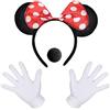 iZoeL Minnie Cerchietto, Guanti Bianchi + Minnie Topolino Cerchietto + Naso, per Costume Carnevale Cosplay Costume Halloween Festa di Compleanno a Tema Bambini Ragazze Donna