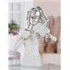 GILDE Statuetta musicista in resina bianca, effetto metallico, motivo donna con violino, forma musicista, altezza 30 cm, larghezza 23 cm, profondità 10,5 cm, decorazione artistica, scultura, regalo