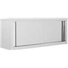 IKAYAA Armadio da Cucina con Ante Scorrevoli Catering Pensile Pensile Ristoranti Pensili da Cucina in Acciaio Inox-120 x 40 x 50 cm