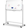 Jago® Lavagna Magnetica con Ruote - Doppia Faccia, Girevole, Cancellabile a Secco, Magneti, Pennarelli, Spugna, Vassoio, Dimensione a Scelta, Bianca - Bacheca Magnetica, Whiteboard (120 x 60 cm)