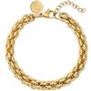 SINGULARU - Bracciale Big Rope. Acciaio con Finitura in Oro 18Kt. Maxi con Catena ad Anelli. Lunghezza 20 cm. Gioielli per Donna