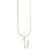 Thomas Sabo Collana con lettera U, argento dorato con zirconi, Oro giallo, KE2260-414-14