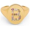 SINGULARU - Anello Personalizzato Signet Letter Colors. Ottone con Finitura Placcata Oro 18Kt. Anello con Motivo Lettera e Zirconi Colorati. Gioielli da Donna. Lettera B