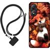 Sunrive Cover compatibile con ZTE Blade A34,Custodia Case in molle matte Morbida Flessibile Antigraffio protettiva back Case(Maple Leaf Fox)+1 x Cordino Universale