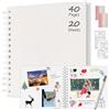 Boic Album Fotografico 21x21cm Spirale Scrapbook, Fai da Te Album Foto 40 Pagine Guestbook, Regali Nozze Natale Valentino Regalo di Anniversario Compleanno (Bianco)
