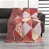 Qucover Copriletto Trapuntato Singolo, Copriletto 150 x 200 cm, Multicolor Print Red Pink Beige Patchwork Quilt, leggero morbido microfibra floreale reversibile copriletto per tutte le stagioni