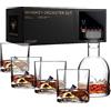 LIITON Everest - Set di 5 bicchieri da whisky in cristallo con caraffa da whisky, regalo per uomo, per cocktail, gin, bourbon, rum