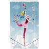 ABAKUHAUS Circo Tenda da Doccia Stalla Juggler Donna Trapeze, Set per Il Bagno in Tessuto con Ganci, 120 cm x 180 cm, Azzurro Rosa