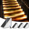 GuKKK Lampade Solari per Esterni, 4 PCS 3000K Lampade Solari per Scale con Sensore di Movimento, IP67 Impermeabile LED Solare Lampada da Scala, per Cortile, Patio, Prato, Gradini(Bianco Caldo)