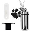 Wisebom Portachiavi con Urna per Ceneri di Animali Domestici, Collana con Urna Cremazione per Cane in Acciaio Inox, Gioielli Commemorativi con Ciondolo Stampa Zampa per Gatto (Collana)