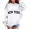 Generic Felpa con cappuccio da ragazza, a maniche lunghe, morbida e versatile, felpa con cappuccio New York, taglie forti, per 3-12 anni, Nero , 11-12 Jahre