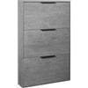 Composad | Scarpiera Slim della Linea ESPRESSO con 3 Ribalte, Scarpiera Salva spazio, per Ingresso, Ripostiglio, Portascarpe, (LxAxP) 65x105,5x15 cm, Colore Grigio Cemento, Made in Italy
