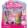 Barbie Mini BarbieLand - Set mini Auto decappottabile e bambola, playset bambola 3,8 cm e veicolo con sorpresa cambia colore in acqua calda e fredda, giocattolo per bambini, 4+ anni, HYF42