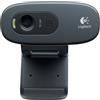 LOGITECH WEBCAM HD C270 USB 3MPX 1280X720 FLUID CRYSTAL MICROFONO INCORPORATO CLIP FISSAGGIO RILEVAMENTO AUTOMATIVO VOLTO E MOVIMENTO