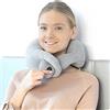 InnovaGoods - Cuscino Cervicale Massaggiatore Newor, Allevia Tensione Collo, Design Ergonomico, Massaggio a Vibrazione 2 Intensità, Grigio, Cotone