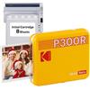 KODAK Mini 3 Retro 4PASS Stampante Fotografica Portatile (7.6x7.6cm) + 8 Fogli, Giallo