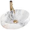 Rea Lavabo da Appoggio LINDA GRANITO OPACO Lavabo Bagno 485 x 340 x 145 mm in Ceramica (Bianco, imitazione marmo)