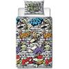 Character World Set copripiumino singolo ufficiale Teenage Mutant Ninja Turtles | Power Design reversibile su 2 lati, con federa coordinata TNMT per letto singolo