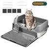 Neulriscn Lettiera Gatto Acciaio Inox, Lettiera in Acciaio per Gatti, Lett-iera Ga-tto Chiusa con Pala, Design Chiuso con Bordi Alti, Antiaderente, a Prova di Perdite e Facile da Pulire,Le-ttiera per G-atti