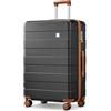 imiomo Valigia Trolley Valigia da viaggio in ABS rigido set di valigie trolley con chiusura TSA e 4 ruote nero