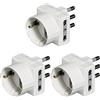 BTicino S3611D Adattatore Tris con Spina, 2P+T, 16A per 1 Presa Tedesca e 2 Prese Bipasso, 1500 W, 250 V, Bianco, Pacco da 3