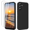 YXKJ - Cover per Samsung Galaxy A16 5G/4G con 2 Pezzi Vetro Temperato, Custodia Silicone Liquido con Morbida Microfibra, [Tocco Setoso] [Antiurto] [Antigraffio] - Nero