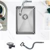 KEOKBON Lavello da Cucina in Acciaio Inox 304 350x500x190mm, Lavello Sottopiano Piccolo con Troppopieno, Bacino Singolo, Riduttore di Rumore, Montaggio Sottopiano, Montaggio a Flusso e Montaggio in