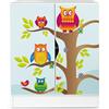 leomark Armadio moderno bianco - motivo Gufi - mobili per la cameretta dei bambini, armadio, cassettiera, ripiani regolabili in altezza, dimensioni: 60 x 42 x 78 cm.