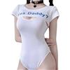 JasmyGirls Donne Yes Daddy Lingerie Anime Studentessa Cosplay Outfit Giapponese Crop Top Body Kawaii Lolita Biancheria Intima Pigiama Carino, bianco, X-Small - Medium