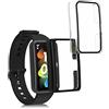 kwmobile 2X Custodia Rigida Smartwatch Compatibile con Honor Band 7 / Band 6 / Huawei Band 7 / Band 6 Cover - Case Vetro Temperato Orologio Fitness - Nero/Trasparente